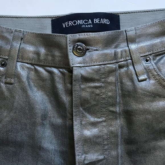Veronica Beard Daniela High Rise Straight Leg Jeans Womens 29 Silver Coated Pant - Picture 8 of 16